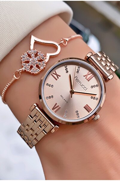 Ferrucci Ferruci Marka Rose Gold Renk Çelik Kordon 2 Yıl Garantili Kadın Kol ...