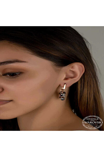Crystal Taşlı Gümüş Salkım Sallantılı Çivili Kadın Küpe