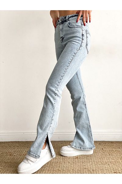 Trn JNS Lina Tall Flare Ice Snow Blue Spanish Jeans with Slit