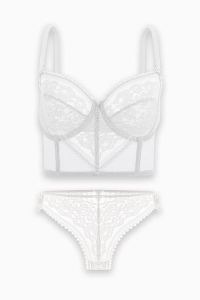Wonna Lace Bra and Bustier Set - Without Pads - Fashion - 2500 - Ecru