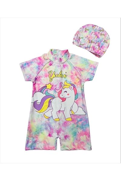 Arya Nisa Kids Girl's Unicorn Printed Bone Tulum Bone Suit