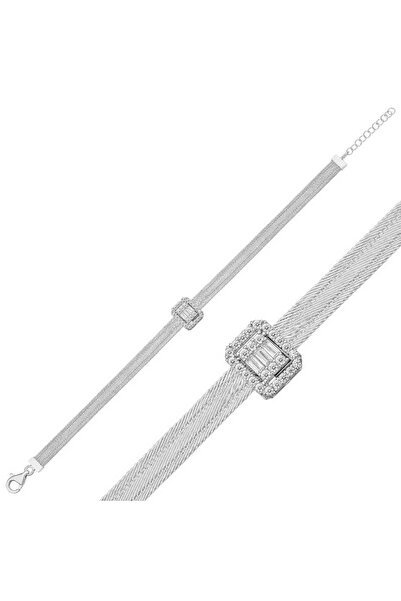 Gumush Selenavm & Gümüş Baget Taşlı Trabzon Hasır Kadın Bileklik & Taşlı Bile...