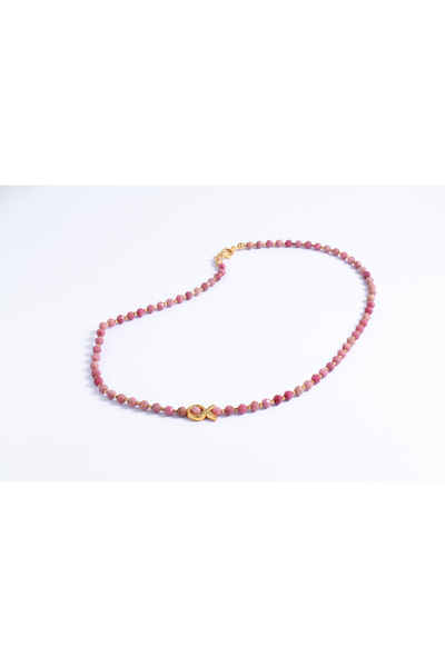 B Design jewelry Balıklı Rhodonite Taşı Kolye