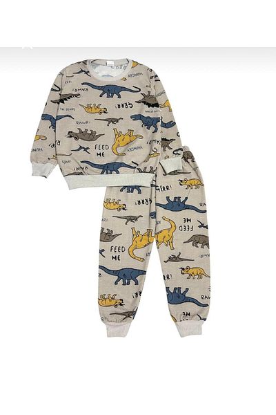 Arya Nisa Kids 100% ПАМУК КОМПЛЕКТ ПИЖАМИ С ЩАМП НА ДИНОЗАВРИ ЗА МОМЧЕ