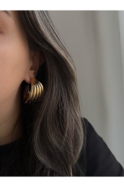 Owentis Gold Kalın Vintage Model Burgulu Lena Halka Küpe -kararma yapmaz-