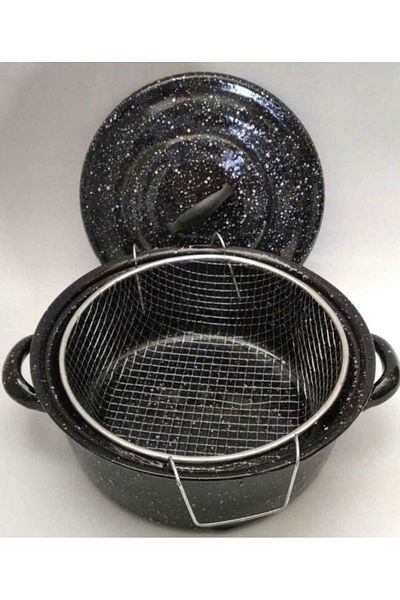 Essen Enameled Fryer Hobistan Potato Frying Pot with Lid