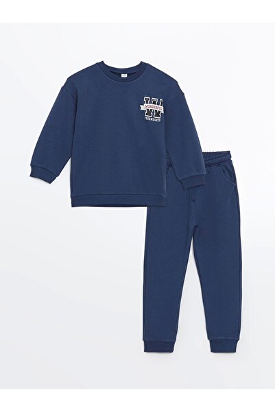 LC Waikiki Lcw Kids Indigo Crew Neck Boys Sweatshirt and Sweatpants Bottom 2 Pcs