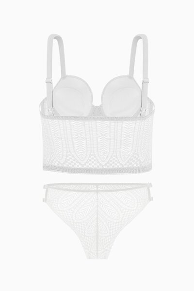 Wonna Noa Lace Bustier Bra Panty Set - Push Up, Padded - Fashion - 2509 - Ecru