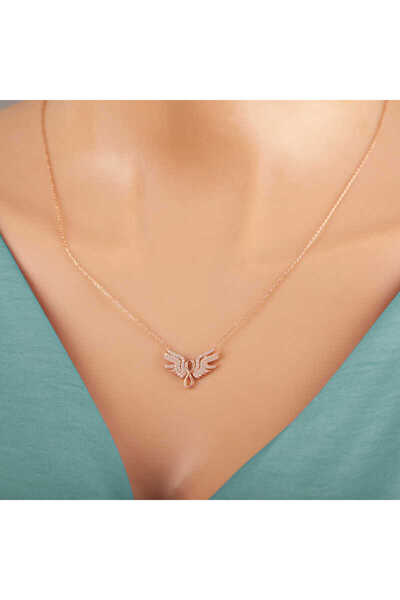 Gumush Gümüş Rose Melek Kanadı Sonsuzluk Kadın Kolye