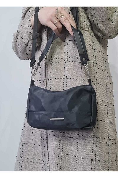 Cochines Geantă de umăr din material textil impermeabil, model Bruno, neagră, cu un singur compartiment
