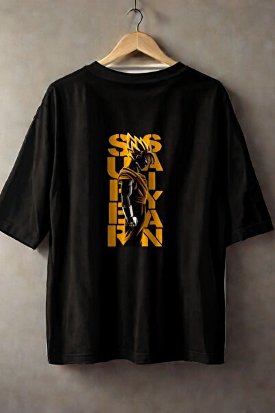 Wish BF تي شيرت كبير الحجم مطبوع عليه سوبر سايان