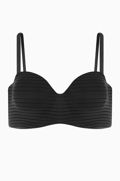 Wonna Ριγέ Στράπλες Σουτιέν - Push Up, Επενδυμένο, Underwire, Ολόκληρο Κύπελλο - 2516 - Μαύρο