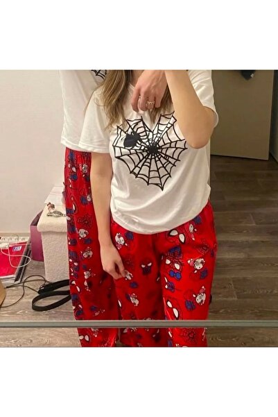 Violon Σετ φόρμας με στάμπα Spider Web Κόκκινη φόρμα στο κάτω μέρος