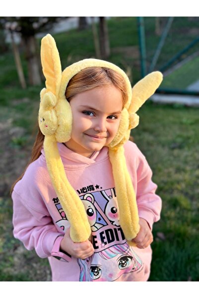 Queen Nelly Plush Furry Yellow Rabbit Movable Moving Sound Pump Earmuff Male Female Child Earmuff