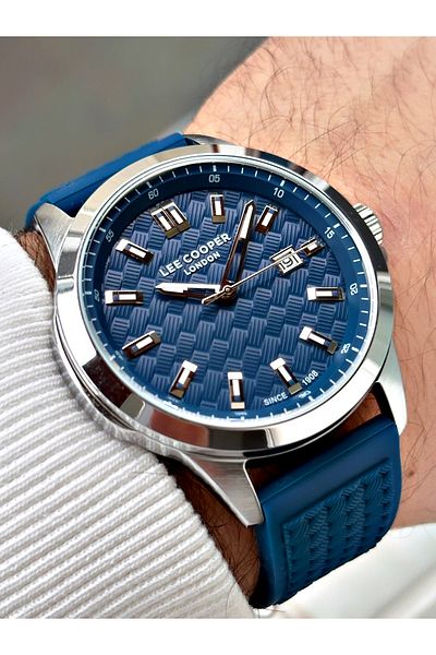 Lee Cooper Navy Blue Color Silicone Cord Men's Wrist Watch with Calendar 7859.399