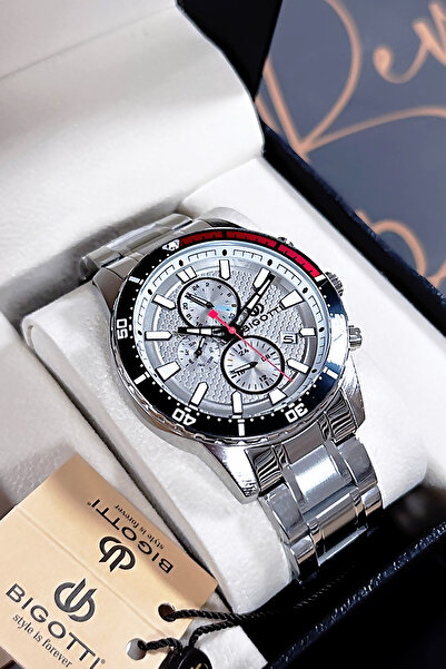 Bigotti Özel Kutulu 5 ATM Su Geçirmez Erkek Kol Saati Gumus Renk Çelik Kordon + Hediye Bileklik BME2022C2