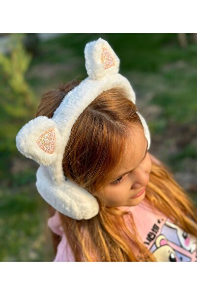 Queen Nelly Căști de lux cu urechi de pisică, cu păr alb, căști pentru copii și adulți