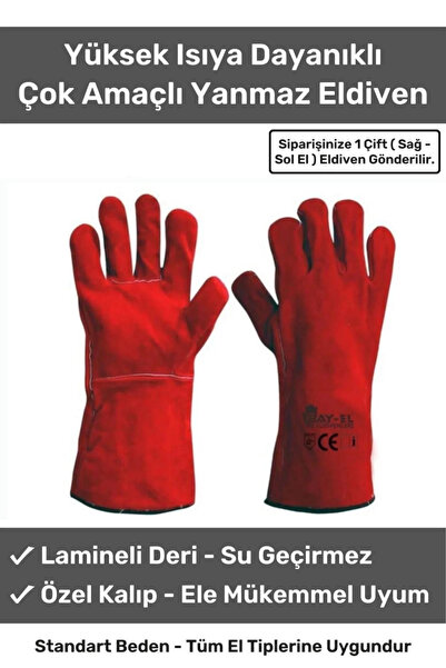 Floranova Premium Kalite Yanmaz Isıya Dayanıklı Eldiven Kaynak Yangın İçin Su...