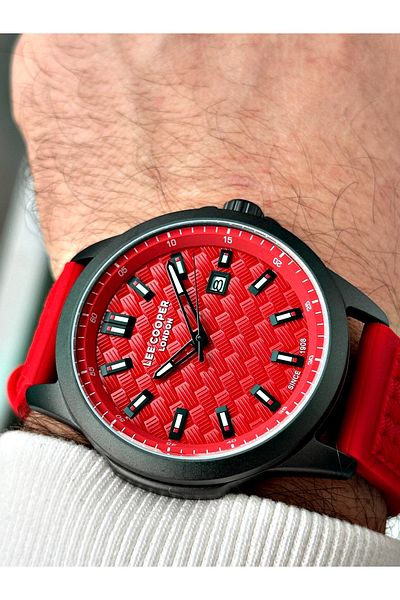 Lee Cooper Red Color Silicone Cord Men's Wrist Watch with Calendar 7859.688
