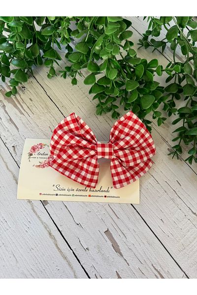ARDEN HOBİ TASARIM Gingham Pattern Bow Buckle
