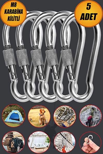 NUBLADO Karabina Kilitli 8 Mm Yaylı Kanca Çelik Kilit Tırmanma Olta Kamp Ekip...