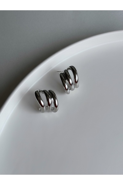 CLK AKSESUAR KADIN SİLVER PREMIUM SERİ RODYUM KAPLAMA TEK DELİK ÇOKLU GÖRÜNÜM KÜPE