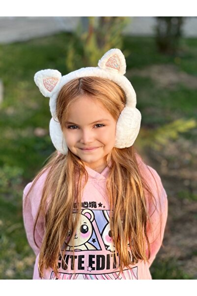 Queen Nelly Căști de lux cu urechi de pisică, cu păr alb, căști pentru copii și adulți