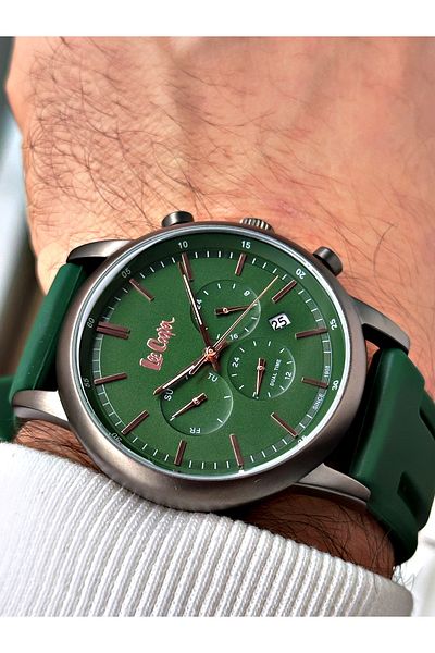 Lee Cooper Function Green Color Silicone Cord Men's Wrist Watch