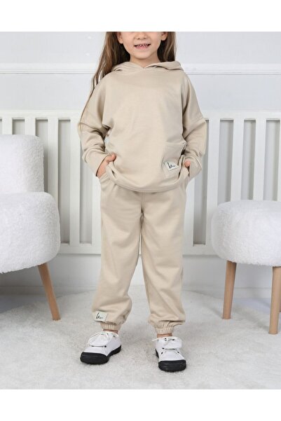 zeykid kız çocukları için kompak kumaş içi şardonlu alt üst eşofman takımı