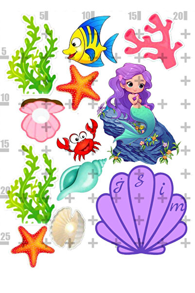 Lyroni Yenilebilir Şeker Kağıt Deniz Kızı Temalı Pasta Süsleme