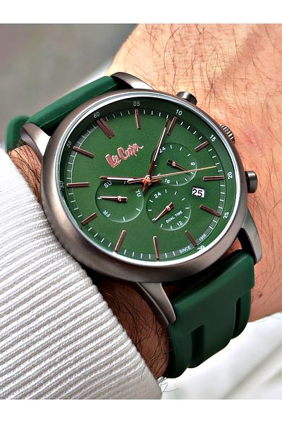 Lee Cooper Function Green Color Silicone Cord Men's Wrist Watch