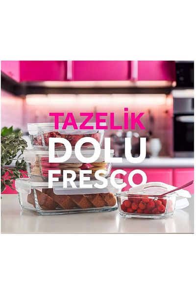 FEYZADE Lav Fresco 1900Cc Ziplock Glass Storage Set - White Cover (Frs-259)