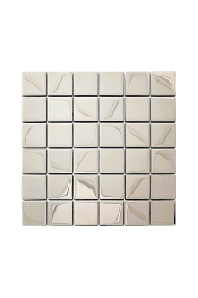 MozaiKristaL Mutfak Tezgah Arası Ve Iç Dekorasyon Için 48x48 Mm Gümüş Inox Kr...
