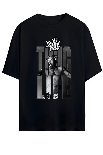MAGORS TUPAC SHAKUR - THUG LIFE Tricou unisex oversize din bumbac, imprimare de înaltă calitate - sezon nou