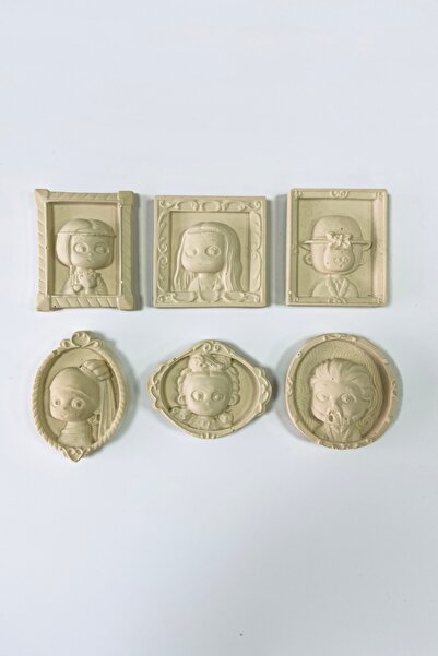 sin istanbul 6'lı Ünlü Sanat Figürleri Buzdolabı Magneti Bej