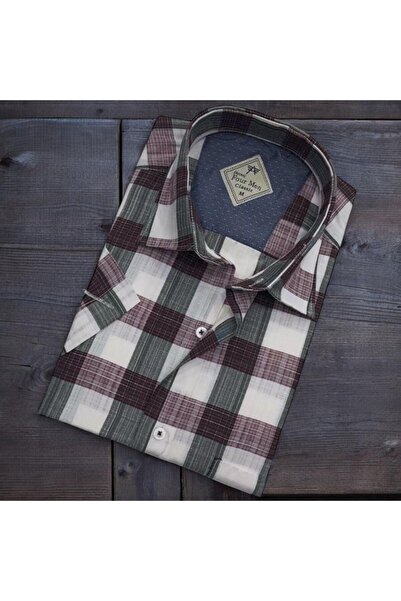 EREN STYLE Ανδρικό κοντομάνικο πουκάμισο από βαμβακερό λινό ύφασμα (κανονική ...