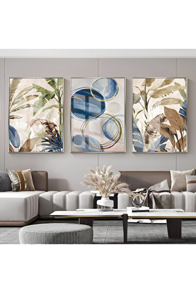 Harika bir ev Hari̇kabi̇rev | Soft Blue-Green Abstract Leaf Combination | Fra...