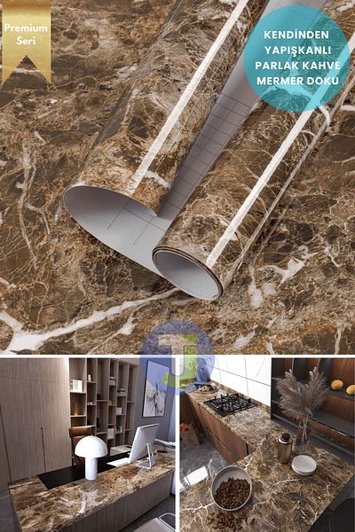 Technojet Self-Adhesive Marble Pattern Foil Kitchen Bathroom Countertop Wall Covering 60Cmx300Cm