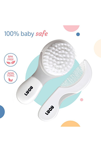 LUQU BABY Comb and Brush Set-Grey-Pack of 3
