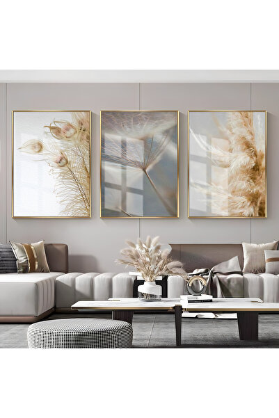 Harika bir ev Hari̇kabi̇rev | Soft Cream Plant Printed Combination | Framed G...