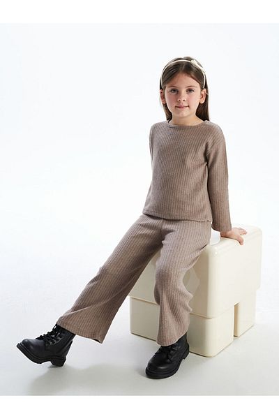 LC Waikiki Lcw Crew Neck Basic Girl's T-Shirt and Pants 2-Piece
