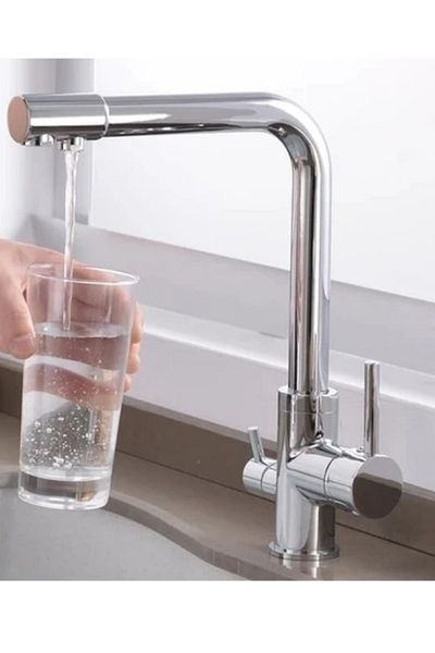 yediyapı Chrome Kitchen Sink Faucet - L Pipe Purified