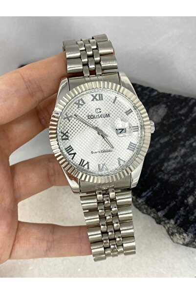 Coliseum Round Inside White Silver Cord Men's Wrist Watch