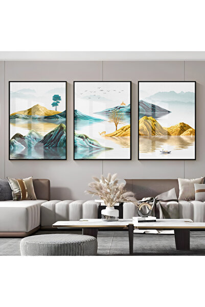 Harika bir ev HARİKABİREV|SU YEŞİLİ-GOLD DAĞ MANZARA KOMBİNİ |ÇERÇEVELİ CAM T...