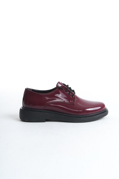 Tamdabu Ayakkabı Burgundy Patent Leather Casual Women's Shoes