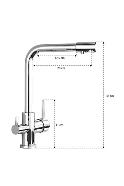 yediyapı Chrome Kitchen Sink Faucet - L Pipe Purified
