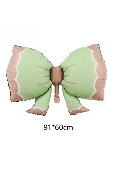 SURPRISE PARTY STORE Retro Yeşil Renk Fiyonk Şeklinde Folyo Balon 92x60cm