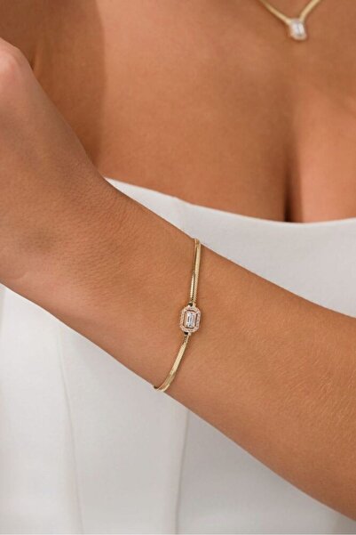 Sembol Gold Balık Sırtı Altın Baget Bileklik