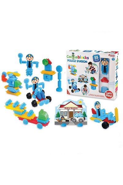 DEDE Child Grandfather Cactus Blocks Police Set 55 Pieces