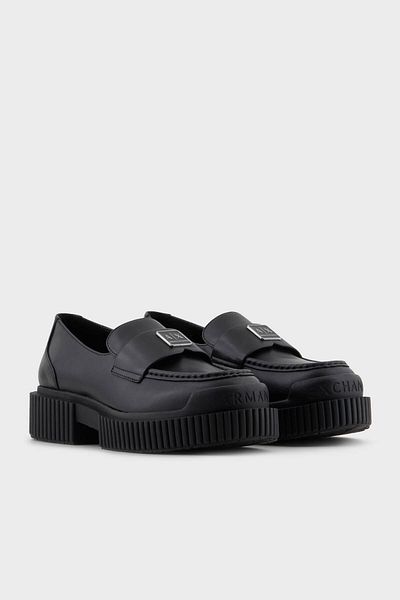 Armani Exchange Genuine Leather Logo Loafer - Shoes Xda006 Xv874 00002